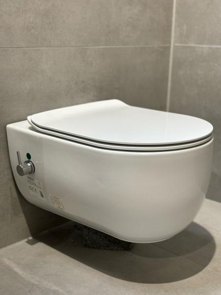 VOKHA Rimmless Design Hänge-WC(Bidet-taharet Funktion) Weiß Toillette Mit Heiß-/Kaltwasser Armatur VOKHA Rimmless Design Hänge-WC(Bidet-taharet Funktion) Weiß Toillette Mit Heiß-/Kaltwasser Armatur